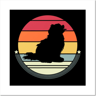 Pomeranian Silhouette Retro Vintage Dog 60S 70S Posters and Art